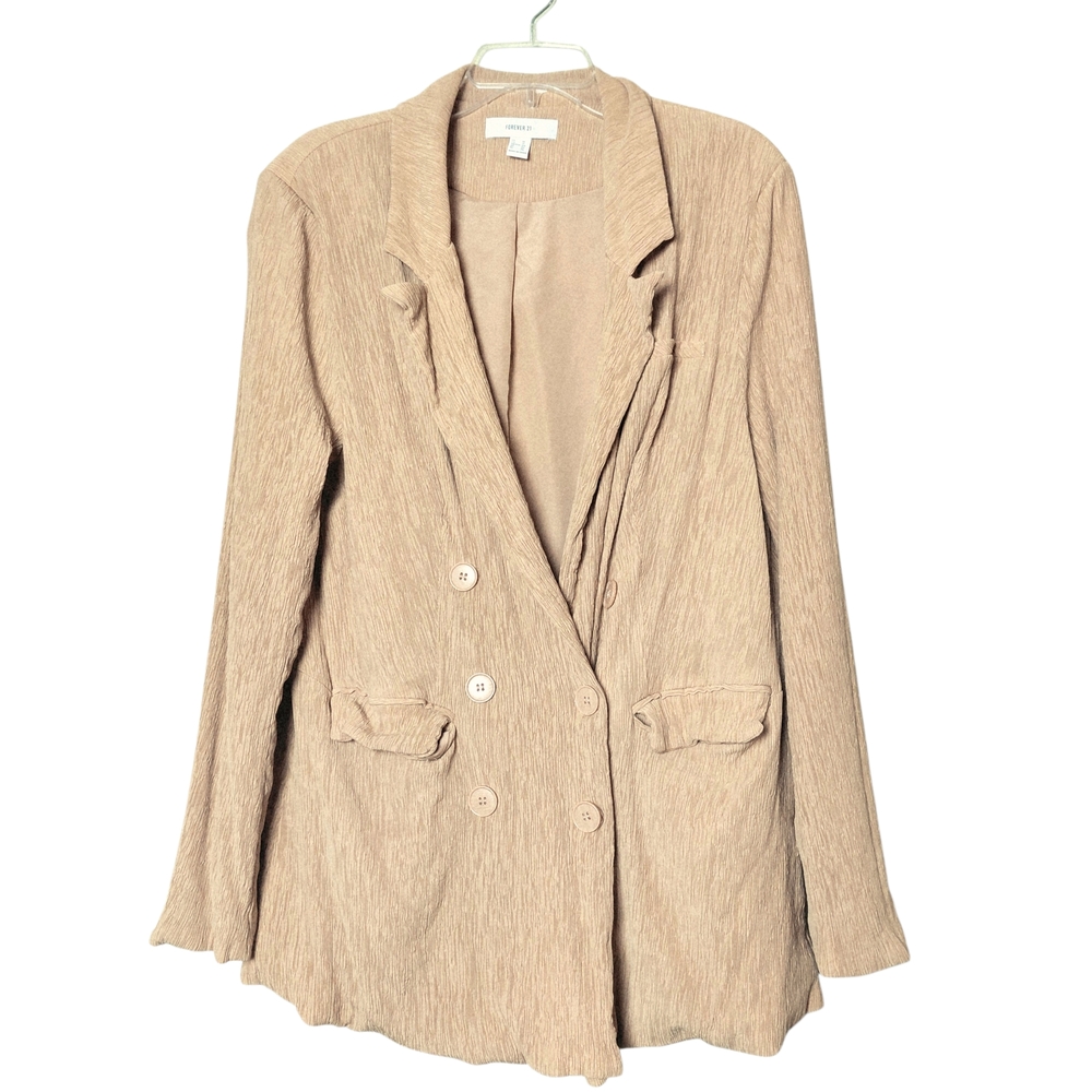 Forever 21+ Gold Double-Breasted Blazer Coat Size 1X W/Shoulder Pads